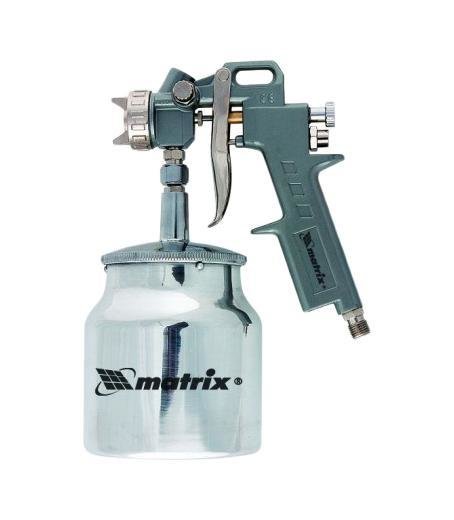 Картинка анонса товара «краскораспылитель пневмат.  с нижним метал бачком v-1,0л+сопла 1,2; 1,5 и 1,8мм matrix 57316»