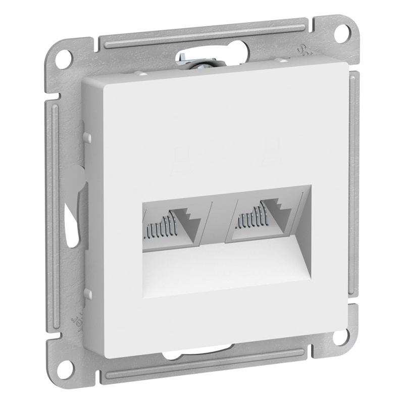 Картинка анонса товара «atlasdesign розетка компьютерная двойная rj45+rj45 (белый) atn000185»