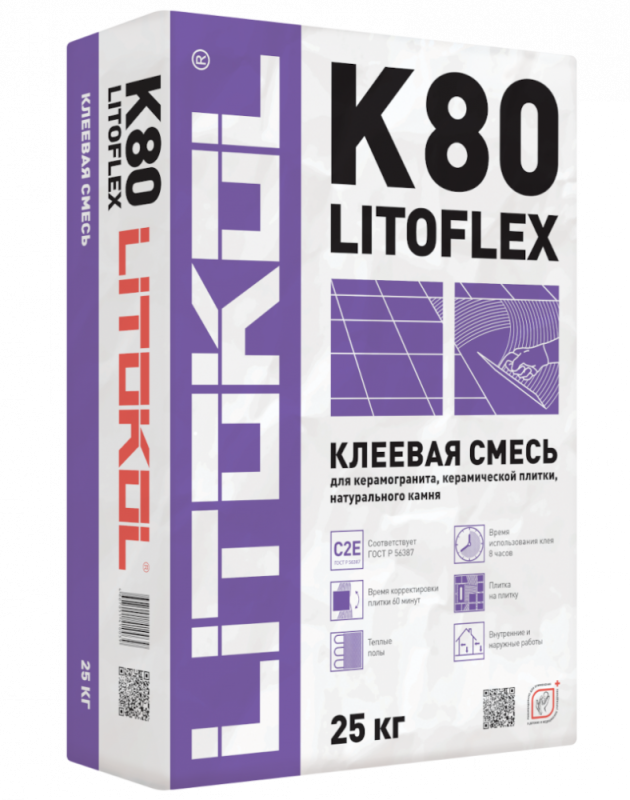 Картинка анонса товара «литокол(litokol) litoflex k80-клеевая смесь (25кг)»