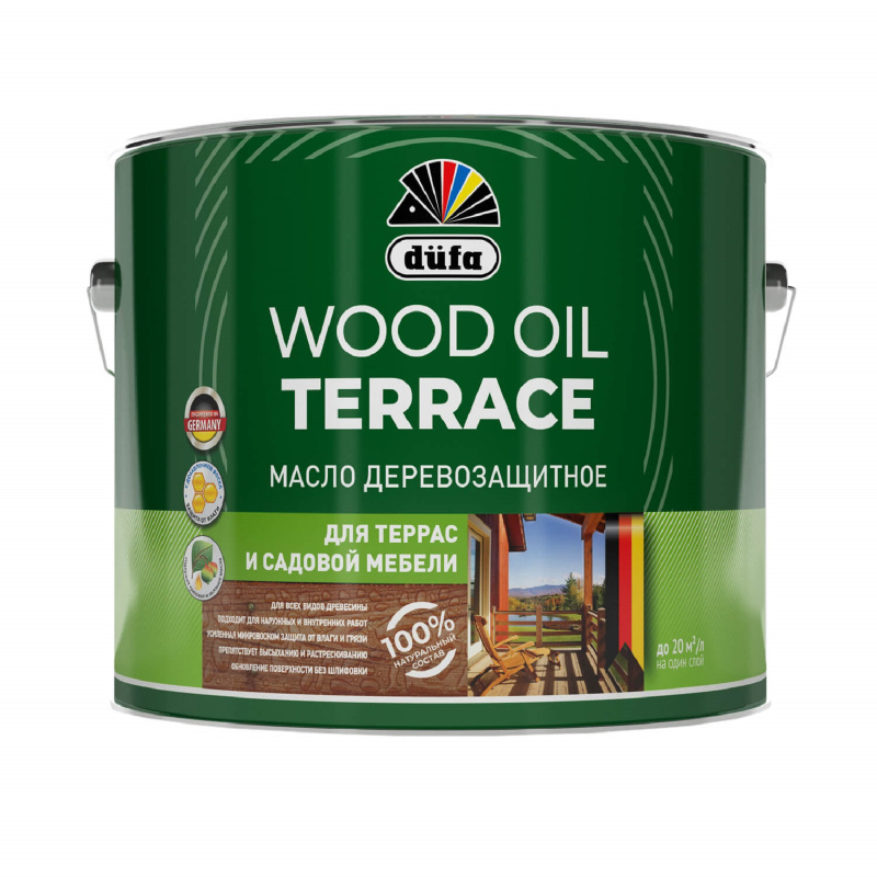 Картинка анонса товара «масло "dufa (дюфа) wood oil тerrace" для террас и садовой мебели лиственница 2,0 л»