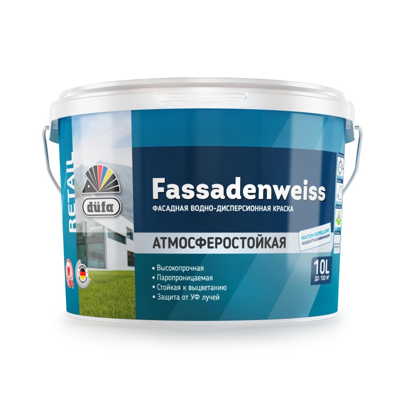 Картинка анонса товара «краска вд dufa (дюфа) retail fassadenweiss база3 2,5л»