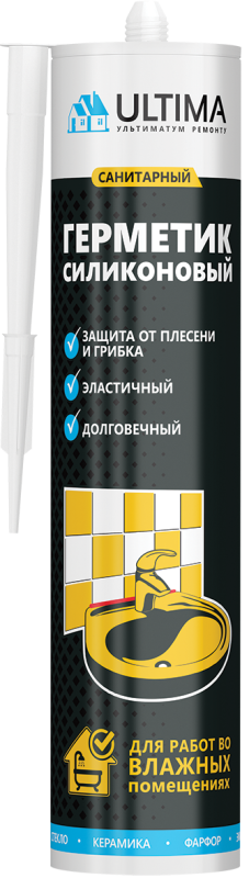 Картинка анонса товара «герметик силикон прозр санитарный ultima s 280мл (12) 0803»