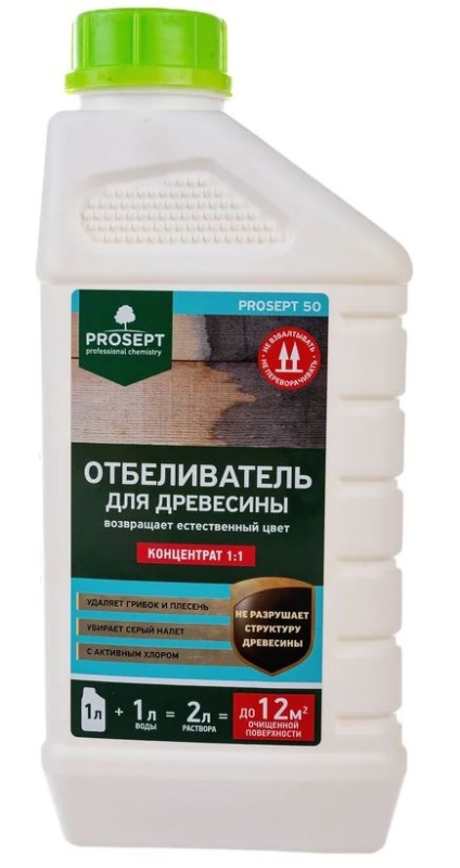 Картинка анонса товара «отбеливатель для древесины просепт 50. концентрат 1:1 1л (6)»