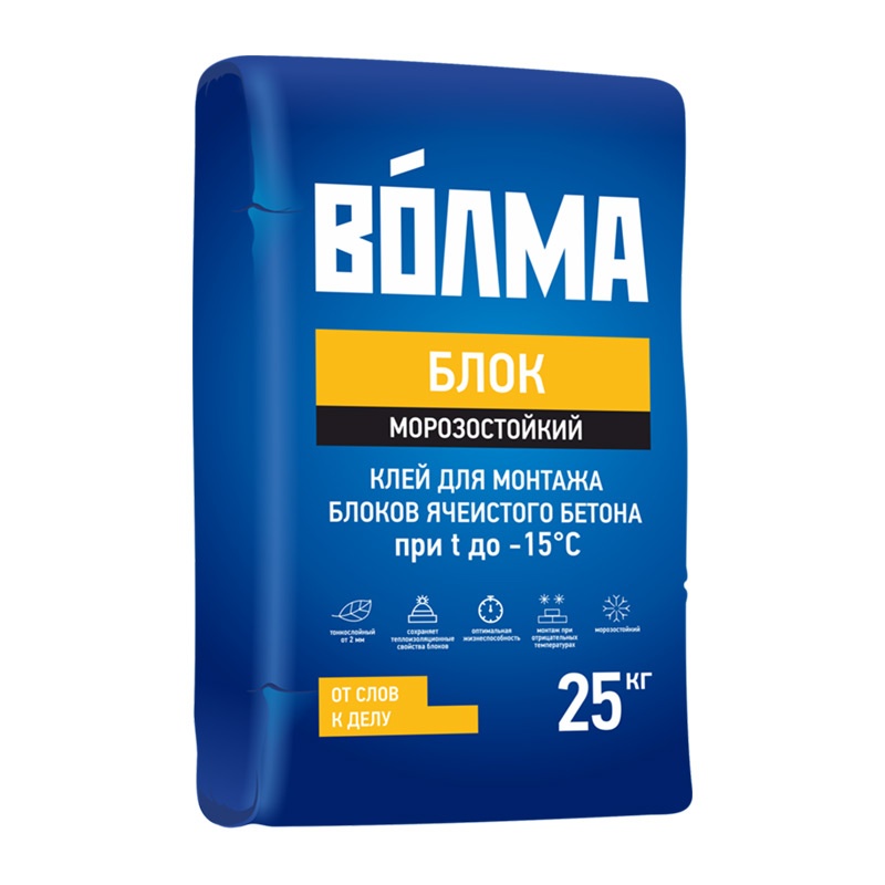 Картинка анонса товара «волма - блок (25 кг.) клей для яч. блок. морозостойкий(56)»