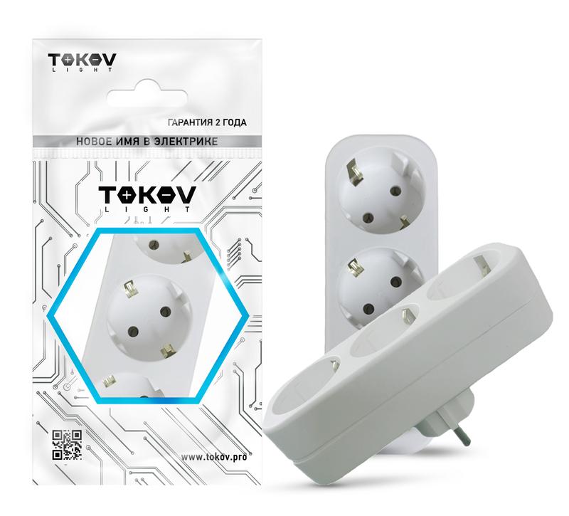 Картинка анонса товара «разветвитель 3м с/з 16а 250в ip20 tokov tkl-s3z-c01»
