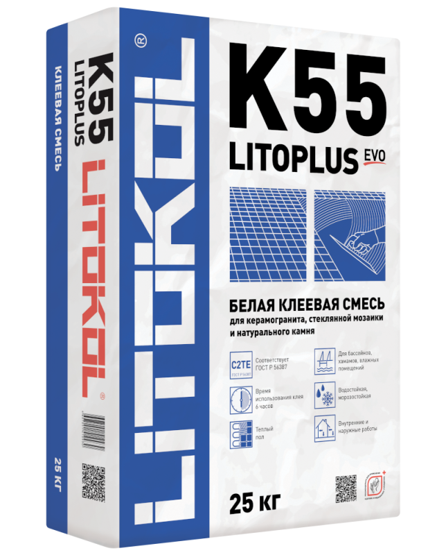 Картинка анонса товара «литокол(litokol) litoplusl k55-клеевая смесь белый (25кг)»